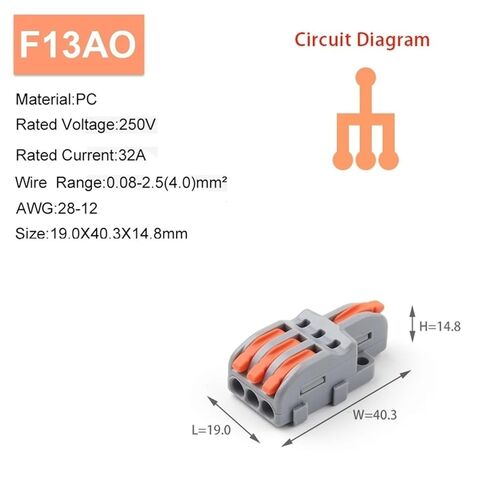 Universal Compact Wiring Splicing Conector 10/100PCS Electrical Cable Connector 1 in Multiple Out Quick Wire Terminal Block 2/3/4/5Pin Push in Lever Connectors(NV-F13AO,100PCS) in Saudi Arabia
