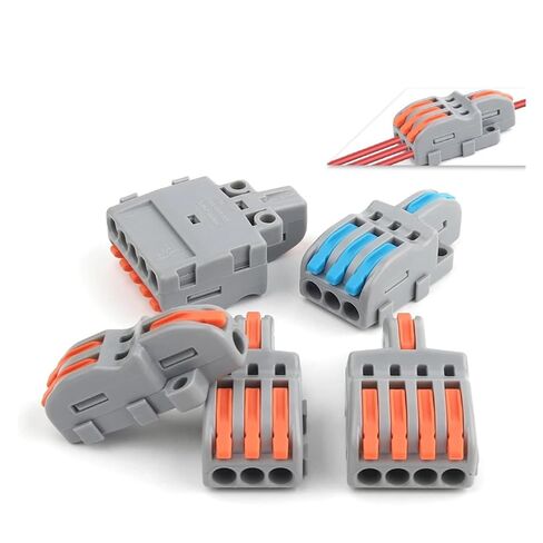 Universal Compact Wiring Splicing Conector 10/100PCS Electrical Cable Connector 1 in Multiple Out Quick Wire Terminal Block 2/3/4/5Pin Push in Lever Connectors(NV-F13AO,100PCS) in Saudi Arabia