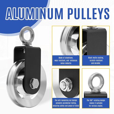 Upgraded 90mm Aluminum Alloy Cable Pulley Wheel for Home Gym System, Heavy Duty with 600 LBS Max Load, Compatible with LAT Pulldown, Tricep Pushdown and Cable Machine Exercises in Kuwait