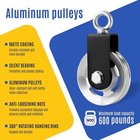 Upgraded 90mm Aluminum Alloy Cable Pulley Wheel for Home Gym System, Heavy Duty with 600 LBS Max Load, Compatible with LAT Pulldown, Tricep Pushdown and Cable Machine Exercises in Kuwait