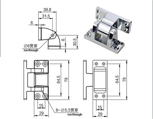 مفصلات كبيرة من سبائك الزنك للآلات الصناعية ومواد البناء المنزلية 1 قطعة in Kuwait