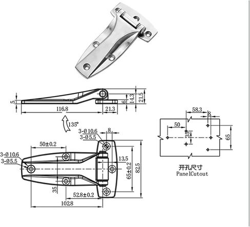 أبواب خزانة معدات الآلات الصناعية 304 مفصلات أرجوحة شديدة التحمل من الفولاذ المقاوم للصدأ قطعة واحدة in Kuwait