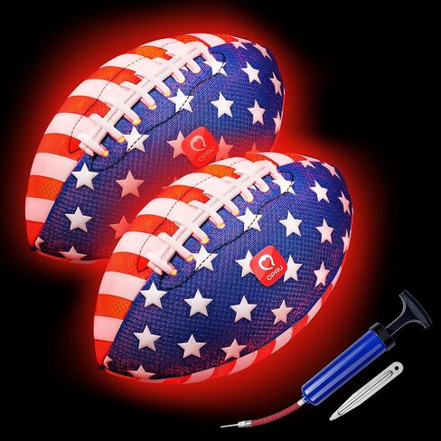 QPAU 9" Glow in The Dark Football (Size 3, 1 Pack), Light Up Youth Football with Pump & Batteries, Outdoor Toys & Games for Boys Girls, Birthday Gifts for Kids and Teens in Kuwait
