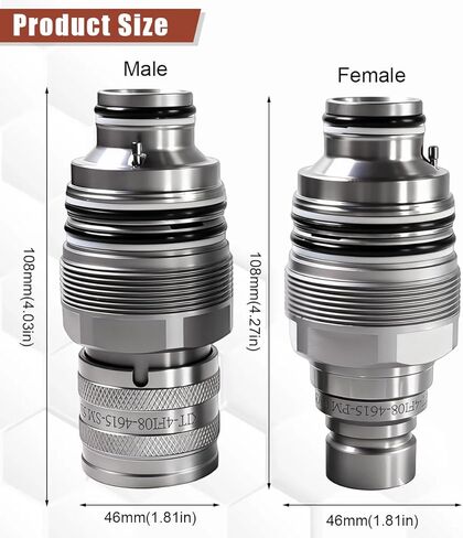 مجموعة قارنة توصيل سريعة هيدروليكية مسطحة الوجه مقاس 46 مم لبوبكات - 6679837 6680018 موصلات ذكر وأنثى - استبدال ISO 16028 للخدمة الشاقة لبوبكات S130 S150 S175 S185 T190 والمزيد in Kuwait