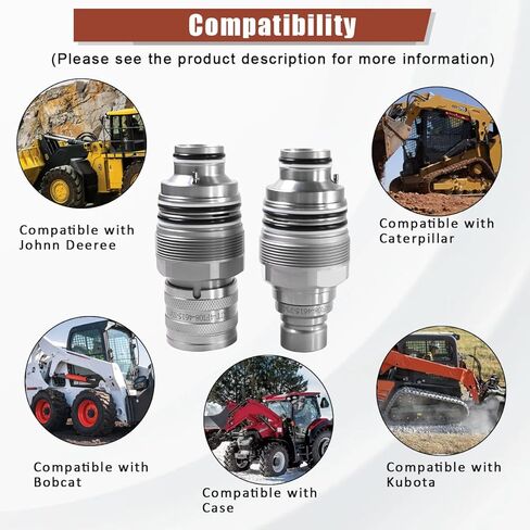 مجموعة قارنة توصيل سريعة هيدروليكية مسطحة الوجه مقاس 46 مم لبوبكات - 6679837 6680018 موصلات ذكر وأنثى - استبدال ISO 16028 للخدمة الشاقة لبوبكات S130 S150 S175 S185 T190 والمزيد in Kuwait