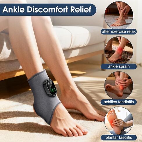 Foot Massager for Neuropathy, Ankle Massager for Pain Relief, Heated Ankle Wrap Heating Pad with Massage for Circulation Grey in Kuwait