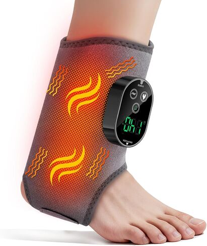 Foot Massager for Neuropathy, Ankle Massager for Pain Relief, Heated Ankle Wrap Heating Pad with Massage for Circulation Grey in Kuwait