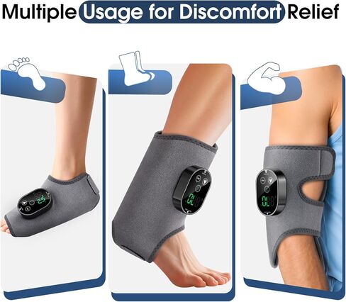 Foot Massager for Neuropathy, Ankle Massager for Pain Relief, Heated Ankle Wrap Heating Pad with Massage for Circulation Grey in Kuwait