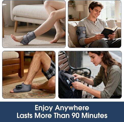 Foot Massager for Neuropathy, Ankle Massager for Pain Relief, Heated Ankle Wrap Heating Pad with Massage for Circulation Grey in Kuwait