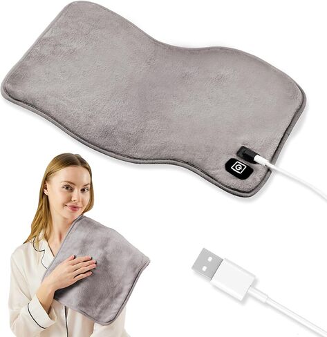 USB Heating Pad, Portable Heating Pad for Travel, 18"x 14" Small 5V Electric Heating Pad, Washable, 3 Heat Settings, Auto Shut Off, Heat Therapy for Period Cramps Back Pain Relief, Grey in Kuwait