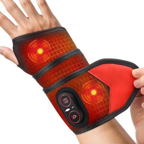 وسادة تسخين معصم لاسلكية لتخفيف الألم، مدلك معصم قابل لإعادة الشحن لنفق الرسغ، لفافة معصم ساخنة لألم التهاب المفاصل، أسود in Kuwait