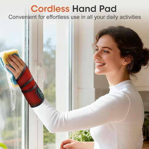 وسادة تسخين معصم لاسلكية لتخفيف الألم، مدلك معصم قابل لإعادة الشحن لنفق الرسغ، لفافة معصم ساخنة لألم التهاب المفاصل، أسود in Kuwait