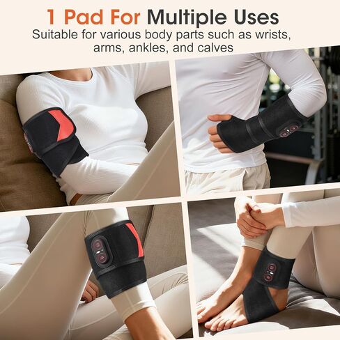 وسادة تسخين معصم لاسلكية لتخفيف الألم، مدلك معصم قابل لإعادة الشحن لنفق الرسغ، لفافة معصم ساخنة لألم التهاب المفاصل، أسود in Kuwait