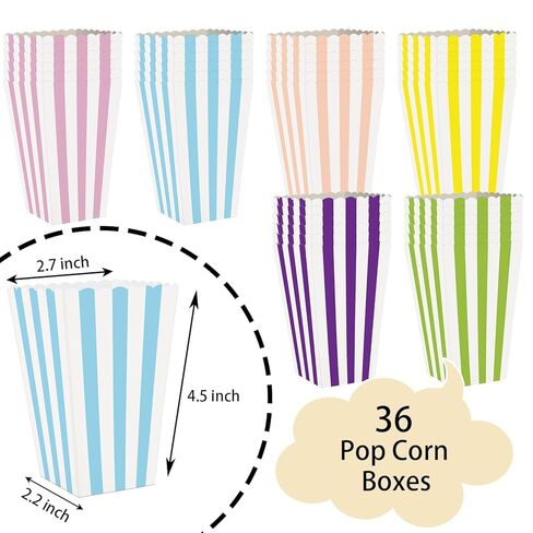 36 Pcs Striped Popcorn Boxes 2 x 4.5 x 2.7 inch Mini Popcorn Boxes Disposable Snack Popcorn Bags Cardboard Popcorn Container for Party in Kuwait