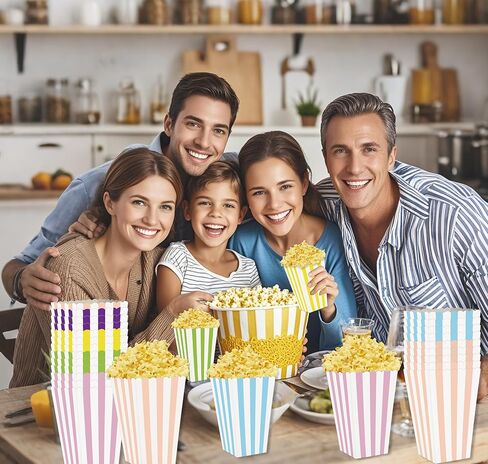 36 Pcs Striped Popcorn Boxes 2 x 4.5 x 2.7 inch Mini Popcorn Boxes Disposable Snack Popcorn Bags Cardboard Popcorn Container for Party in Kuwait