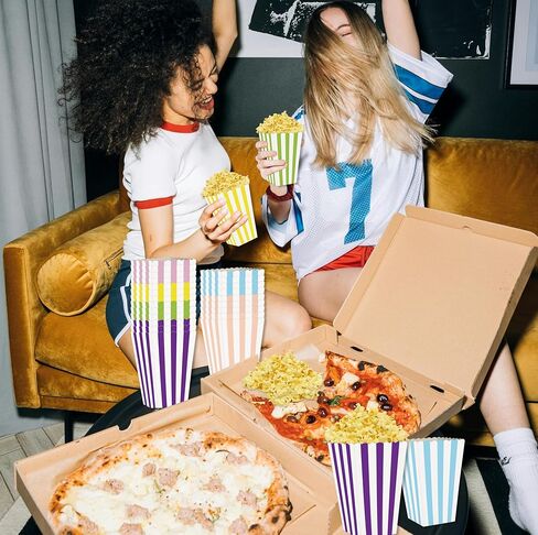 36 Pcs Striped Popcorn Boxes 2 x 4.5 x 2.7 inch Mini Popcorn Boxes Disposable Snack Popcorn Bags Cardboard Popcorn Container for Party in Kuwait