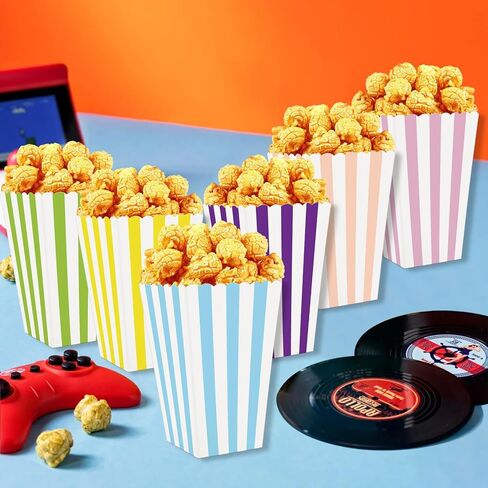 36 Pcs Striped Popcorn Boxes 2 x 4.5 x 2.7 inch Mini Popcorn Boxes Disposable Snack Popcorn Bags Cardboard Popcorn Container for Party in Kuwait