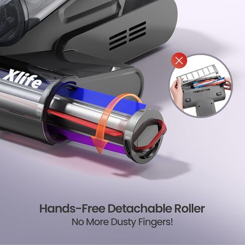 Xlife Mattress Vacuum, Bed Vacuum Cleaner with 2 Roller Brushes for Pet Hair, 253.7nm UV-C Light, 140F° Heating, 550W 16KPA Suction, HEPA Filter Couch Vauum for Bed, Sofa, Pillow, Baby Crib (Corded) in Kuwait