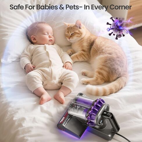 Xlife Mattress Vacuum, Bed Vacuum Cleaner with 2 Roller Brushes for Pet Hair, 253.7nm UV-C Light, 140F° Heating, 550W 16KPA Suction, HEPA Filter Couch Vauum for Bed, Sofa, Pillow, Baby Crib (Corded) in Kuwait