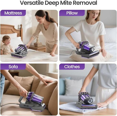 Xlife Mattress Vacuum, Bed Vacuum Cleaner with 2 Roller Brushes for Pet Hair, 253.7nm UV-C Light, 140F° Heating, 550W 16KPA Suction, HEPA Filter Couch Vauum for Bed, Sofa, Pillow, Baby Crib (Corded) in Kuwait