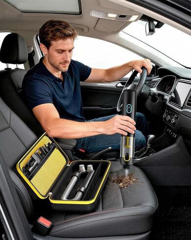 ProCase Hard Case for Fanttik Slim V8 Apex/ V8 Mate/ V10 Apex/ V10 Mate Cordless Car Vacuum, Portable Travel Carrying Storage Organizer with Mesh Pocket for Mini Handheld Vac Cleaner Accessory -Black in Saudi Arabia