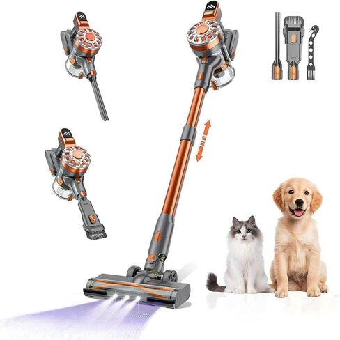 Cordless Vacuum Cleaner,Vacuum Cleaners for Home with Super Suction,Lightweight Stick Vacuum with 35 Mins Runtime,Rechargeable Cordless Vacuum for Carpet, Tile, Pet Hair, Hardwood Floors(Red Grey) in Saudi Arabia