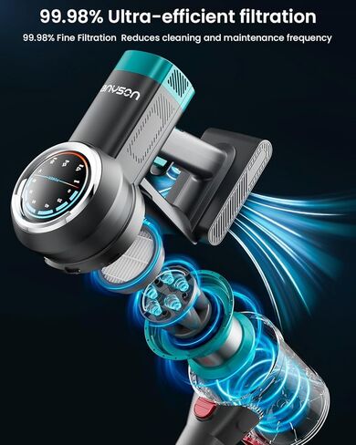 Cordless Vacuum Cleaner, 650W 55KPa Lightweight Stick Vacuum, Up to 70 Minutes, Self-Standing Cordless Vacuum with OLED Display and Anti-Tangle Brush Roll for Home, Carpets, Hard Floors and Pet Hair in Saudi Arabia