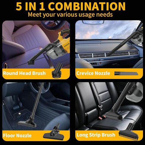 Cordless Vacuum for DE-Walt 20V Battery, 5-in-1 Handheld Electric Vacuum Cleaner with 500W Powerful Motor, 46 CFM Portable Hand Vacuum with HEPA Filter for Car, Carpets, Furniture (No Battery) in Saudi Arabia