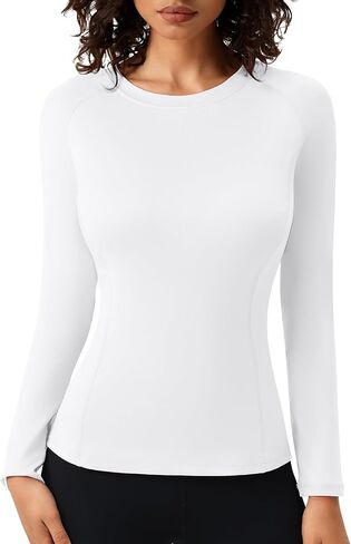 قمصان ضغط طويلة الأكمام للنساء، قمصان رياضية مناسبة للتمرين، سريعة الجفاف، قميص اليوغا والجري في صالة الألعاب الرياضية in Kuwait