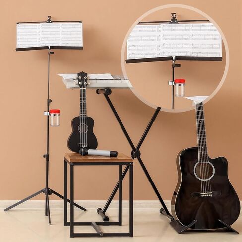 كوب Bassoon Oboe Reed Soaker ومشبك حامل الموسيقى مع غطاء أحمر لمحبي الموسيقى في حالة طلاب الموسيقى، مانع للتسرب in Kuwait