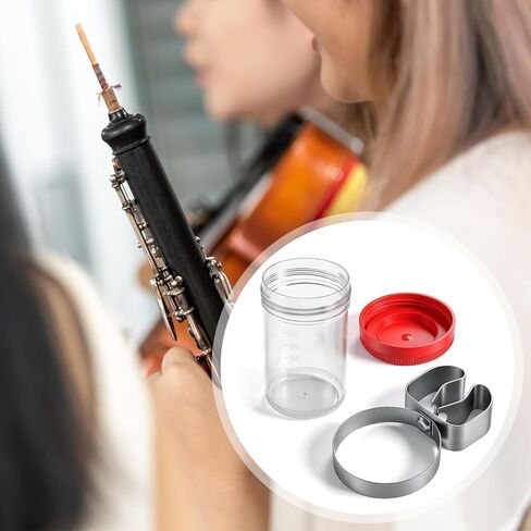كوب Bassoon Oboe Reed Soaker ومشبك حامل الموسيقى مع غطاء أحمر لمحبي الموسيقى في حالة طلاب الموسيقى، مانع للتسرب in Kuwait