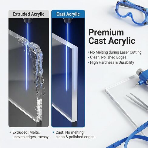 Clear Acrylic Sheet 3/8" Thick Acrylic Plastic Sheets 12" x 16" Clear Cast Acrylics Sheets for Laser Cutting with Protective Film for DIY Project, Craft, Window Glass, Table top, Picture Frame in Saudi Arabia