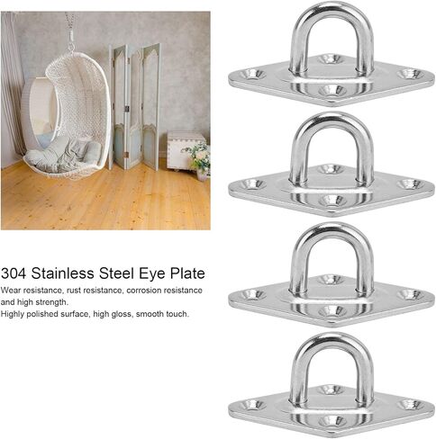 ZJchao Ceiling Hooks Heavy Duty, Hook and Eye Latch 4 Pcs 304 Stainless Steel Eye Plate Ceiling Anchors Wall Mount Hook for Swings Hammocks Decorations in Saudi Arabia