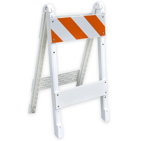 BESEA Folding Traffic Barricade, 45" A-Frame Safety Barrier with 8"x24" Top Panel and 6"x24" Bottom Panel, Heavy-Duty Plastic Construction for Road Work, Parking Lots, Events, and Crowd Control in Kuwait