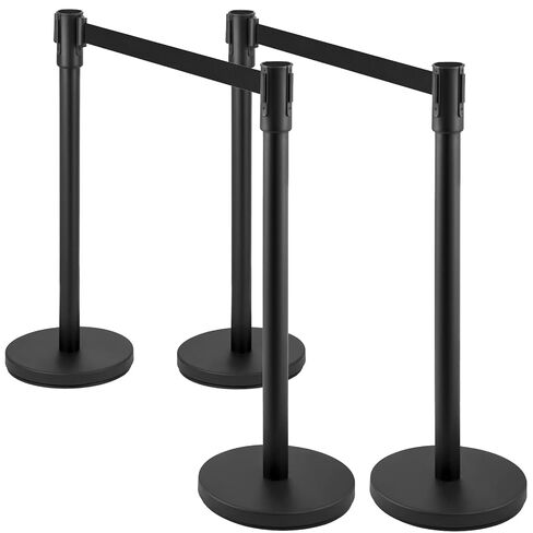 Crowd Control Stanchion Set Crowd Control Barriers with Retractable Belts 6.5Ft, 36 Inches Height, 4 Packs, Black in Kuwait