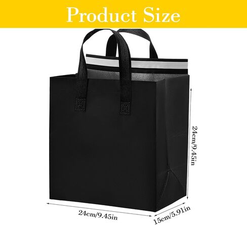50 Pcs Insulated Take Away Bags,Thermal Insulation Food Bag for Coffee, Milky Tea,Take-away Dinner, Fresh Seafood, Cold or Warm Food drive for Restaurant, Retail Store or Picnic/BBQ (Black) in Saudi Arabia