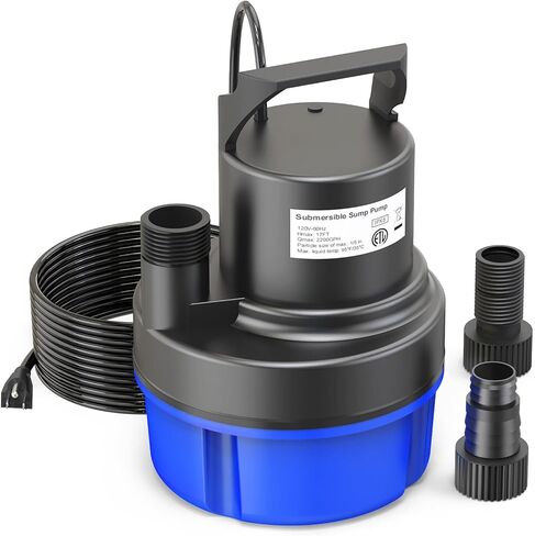 مضخة مياه غاطسة AgiiMan 1/2 HP، مضخة مستنقع محمولة 2200 GPH لتصريف حمام السباحة، مضخة غطاء حمام السباحة مع سلك طاقة 25 قدمًا للأقبية ونوافير حمام السباحة وحديقة حوض الاستحمام الساخن، أصفر in Kuwait