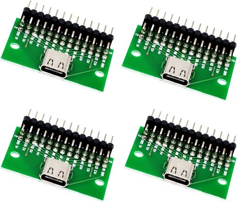 4 قطعة لوحة قطع مقبس اختبار أنثى من النوع C، محول اختبار PCB 24 دبابيس إلى محول اختبار دبوس 2.54 مم، لتصميم مصدر الطاقة/لوحة التجارب DIY USB in Kuwait