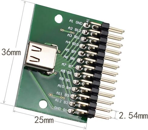 4 قطعة لوحة قطع مقبس اختبار أنثى من النوع C، محول اختبار PCB 24 دبابيس إلى محول اختبار دبوس 2.54 مم، لتصميم مصدر الطاقة/لوحة التجارب DIY USB in Kuwait