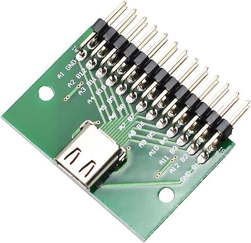 4 قطعة لوحة قطع مقبس اختبار أنثى من النوع C، محول اختبار PCB 24 دبابيس إلى محول اختبار دبوس 2.54 مم، لتصميم مصدر الطاقة/لوحة التجارب DIY USB in Kuwait