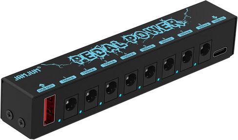 Guitar Pedal Power Supply Portable 8 Isolated, DC 9V Output + 5V USB Output for Bass Effect Pedals 300mA, 1A Cables, Mini Guitar Pedal Power (Black) in Kuwait