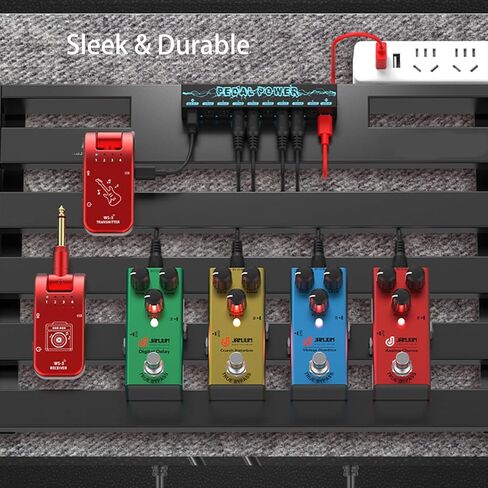 Guitar Pedal Power Supply Portable 8 Isolated, DC 9V Output + 5V USB Output for Bass Effect Pedals 300mA, 1A Cables, Mini Guitar Pedal Power (Black) in Kuwait