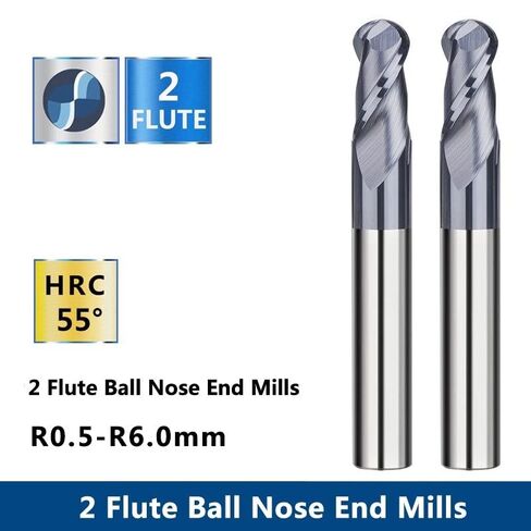1pcs Ball Nose End Mill HRC55 Black Coated Tungsten Carbide End Mill Solid Carbide CNC Router Bits 2 Flute Spiral Milling Cutter 35 Degree Sprial Milling Cutter(R2.5xD6x50L) in Saudi Arabia