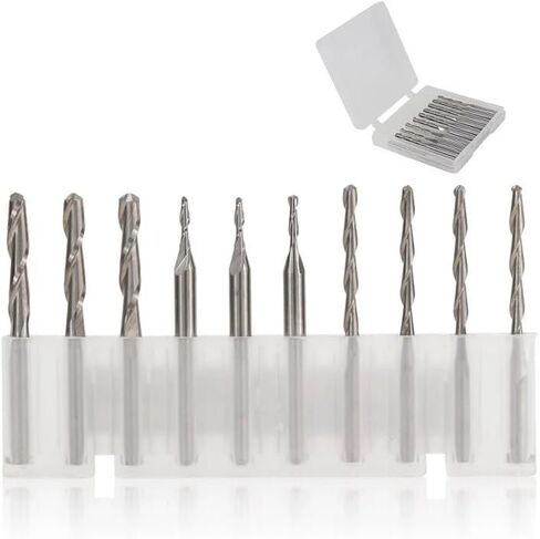 10pcs Ball Nose End Mill Cutter CNC Router Bits 3.175mm Shank Carbide End Mill 2Flute Spiral Router Bits for CNC Engraving Milling Roughing(2.5x3.175x12mm) in Saudi Arabia