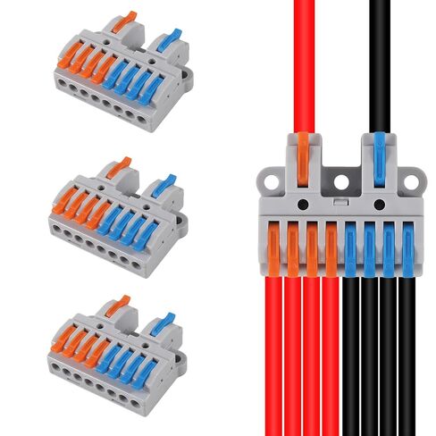 3Pcs 2 in 8 Out Insulated TerminalQuick Connect Electrical Splicing Wire Connectors Kit Lever Wire Connectors Compact Butt Splice Inline Terminals AWG 28-12 for Home Terminal Block Connector in Saudi Arabia