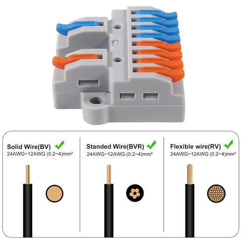 3Pcs 2 in 8 Out Insulated TerminalQuick Connect Electrical Splicing Wire Connectors Kit Lever Wire Connectors Compact Butt Splice Inline Terminals AWG 28-12 for Home Terminal Block Connector in Saudi Arabia