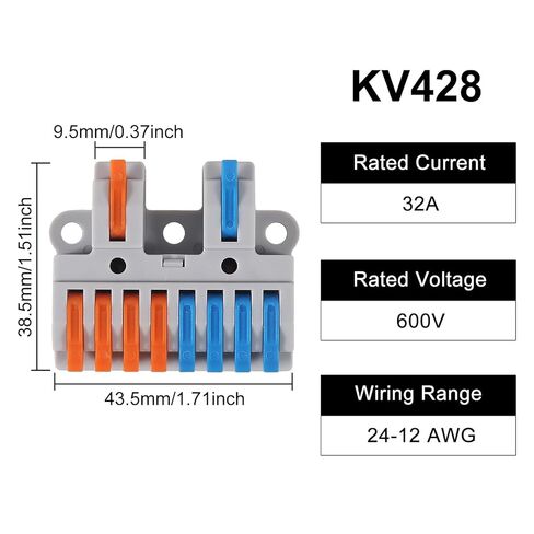 3Pcs 2 in 8 Out Insulated TerminalQuick Connect Electrical Splicing Wire Connectors Kit Lever Wire Connectors Compact Butt Splice Inline Terminals AWG 28-12 for Home Terminal Block Connector in Saudi Arabia