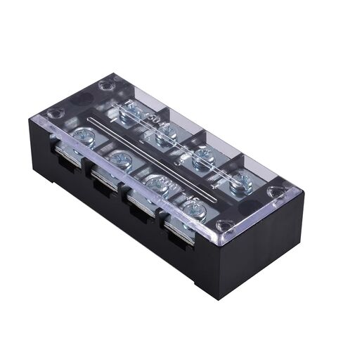 4 Positions Dual Rows 600V 45A Screw Terminal Junction Block, Cable Wire Barrier Block Terminal Strip with Cover Used for Electrical Project, TB-4504 in Saudi Arabia