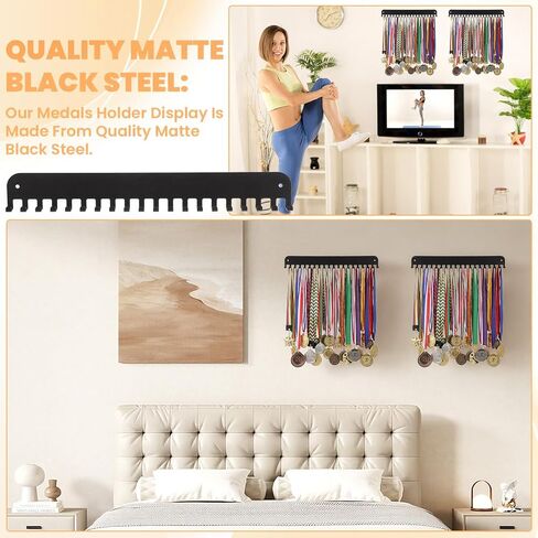 4 عبوات من حامل الميداليات المعدنية، حامل شماعات للعرض، مثبت على الحائط مع 20 خطافًا لأكثر من 60 ميدالية، حامل ميدالية سباق قوي لتشغيل جوائز رياضة كرة القدم الجمبازية in Kuwait