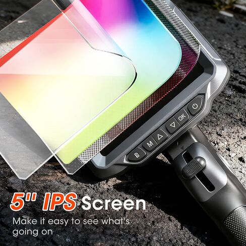 BESTISAN Dual Lens Articulating Borescope, 5" Endoscope Camera with Light, 1080P Two-Way Articulated Industrial Flexible Snake Inspection Camera for Auto Home Wall & HVAC-5FT in Kuwait